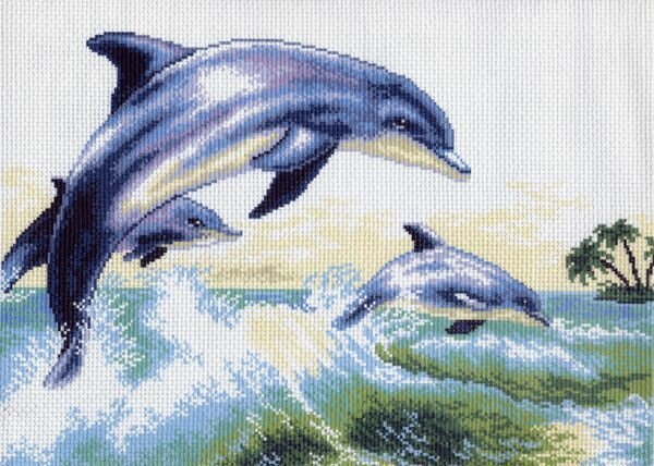 Канва с нанесенным рисунком Матренин Посад "Дельфин", для вышивания крестом, 27х41 см
