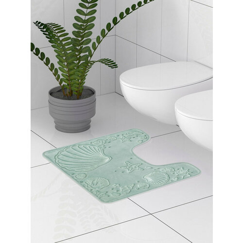 Коврик для туалета DeNASTIA Ракушки 50х50см голубой M111144 696₽