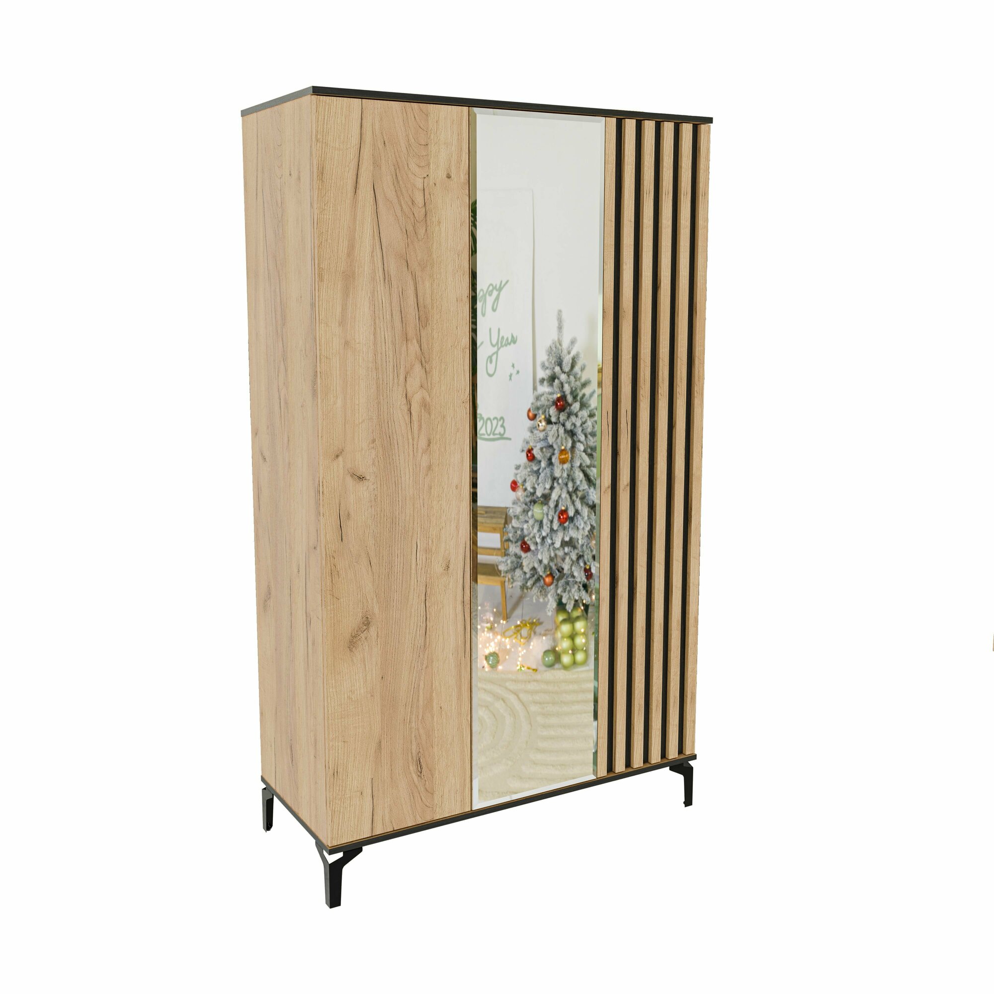 фото Шкаф распашной Бриона 3-х створчатый дуб золотой/дуб золотой, венге