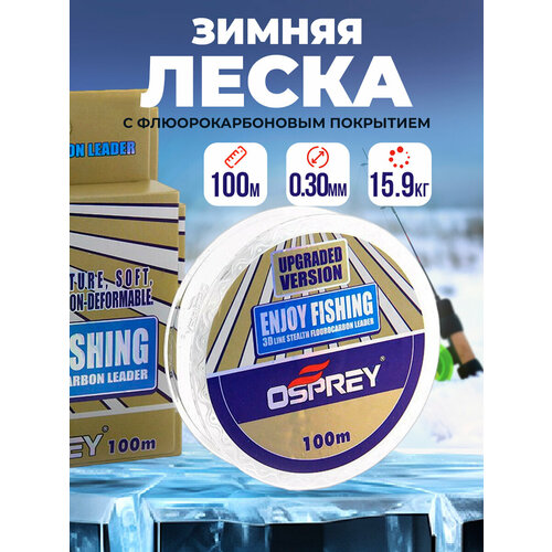 фото Леска рыболовная флюрокарбоновая enjoy fishing 100м №7 100крючков