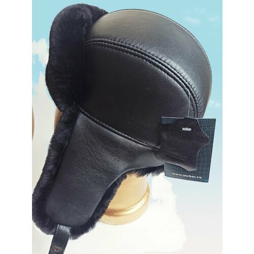 фото Шапка ушанка мехас пилот, размер 54, черный