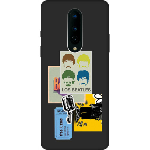 Матовый Soft Touch силиконовый чехол на OnePlus 8, ВанПлюс 8 с 3D принтом Beatles Stickers черный матовый soft touch силиконовый чехол на oneplus 8 ванплюс 8 с 3d принтом beatles stickers черный
