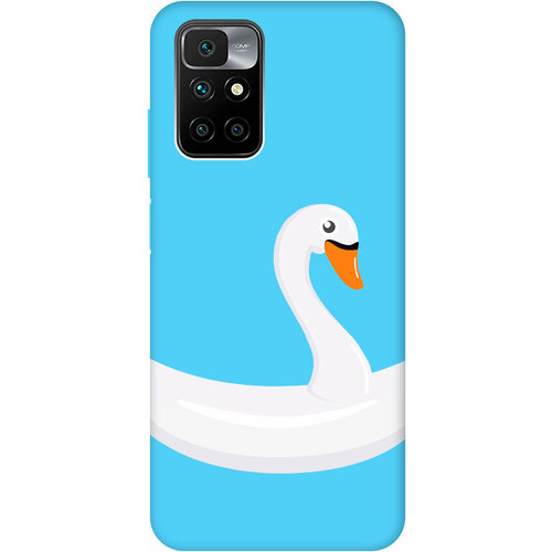 Силиконовый чехол на Xiaomi Redmi 10, Сяоми Редми 10 Silky Touch Premium с принтом Swan Swim Ring голубой силиконовый чехол на xiaomi redmi 10 сяоми редми 10 silky touch premium с принтом swan swim ring голубой