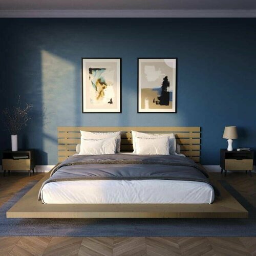 Кровать двухспальная 120х200 татами низкая Катана без столиков цвет Орех