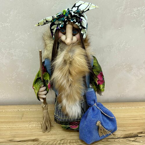 Кукла-оберег ручной работы Баба Яга с мешком благополучия добра и счастья 50 см 11990₽