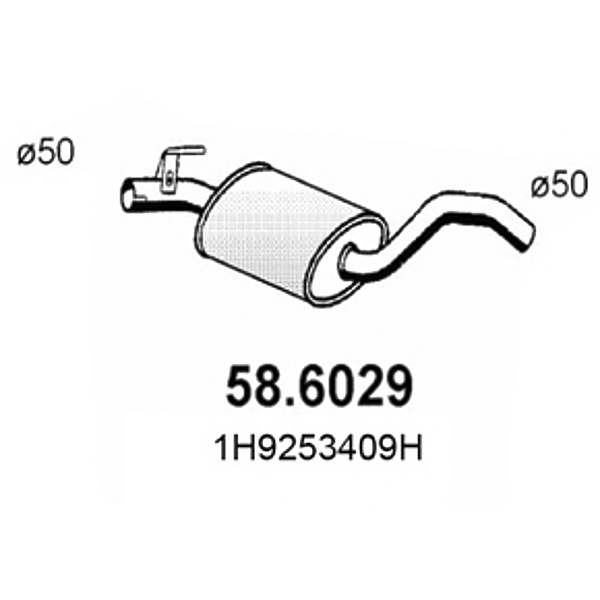 ASSO 58.6029 (1H9253409 / 1H9253409A / 1H9253409H) глушитель (средняя часть)