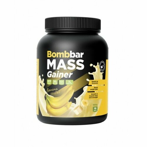 bombbar mass gainer 1000г банановый милкшейк Bombbar Mass GAINER 1000 gr, 10 порции(й), банановый коктейль