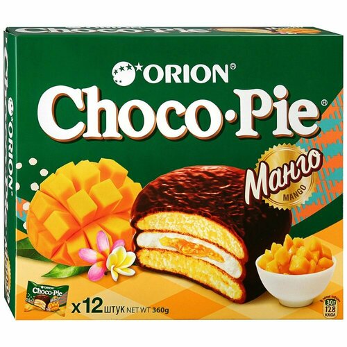 Пирожное Orion Choco Pie Манго 360 г. х 12 шт в упаковке