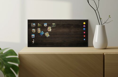 Изображение товара Магнитная настенная доска АртБорд "Черное дерево", 75х34, полимерная для хранения магнитов, с горизонтальным и вертикальным креплением, для дома и офиса, в тонком алюминиевом багете