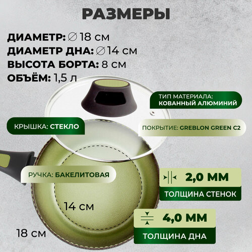 Ковш с крышкой (Соусник) Amercook Avocado AC0108404.18
