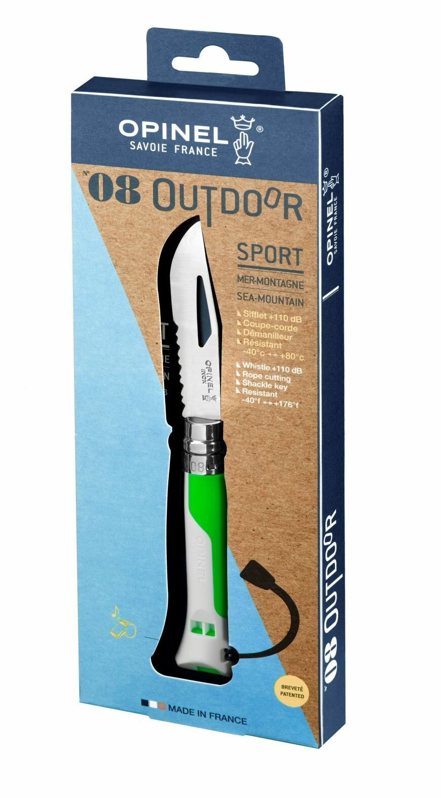 Нож Opinel серии Specialists Outdoor 08, клинок 8,5см, белый/зелёный
