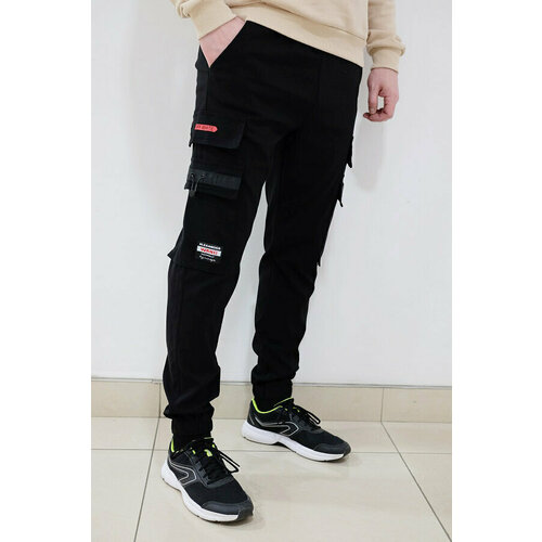 Брюки джоггеры 7-GONGZI, размер L, черный, красный брюки мужские спортивные джоггеры тренировочные штаны зауженные на молнии с карманами брюки для бега