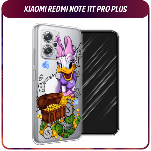 Силиконовый чехол на Xiaomi Poco X4 GT/Redmi Note 11T Pro/11T Pro Plus / Сяоми Поко X4 GT/Редми Нот 11T Pro/11T Pro Plus Rich Daisy Duck, прозрачный силиконовый чехол на xiaomi poco x4 gt redmi note 11t pro 11t pro plus сяоми поко x4 gt редми нот 11t pro 11t pro plus акварель