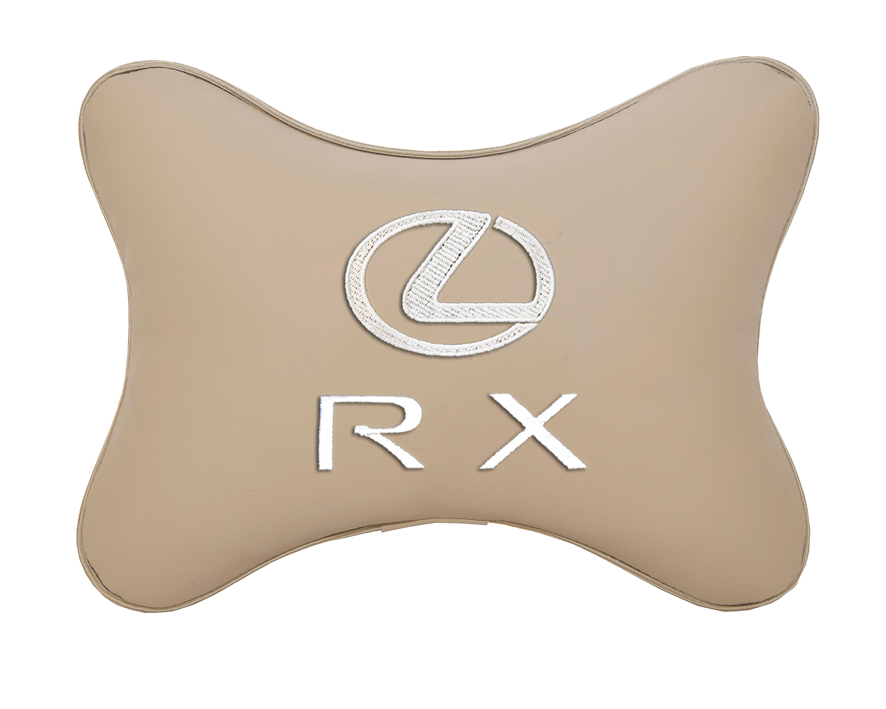 Подушка на подголовник экокожа Beige с логотипом автомобиля LEXUS RX