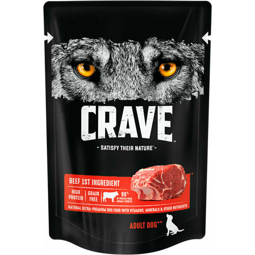 Crave 19826 пауч для собак Говядина в желе 85г 85г пауч brit д стерил кош цып