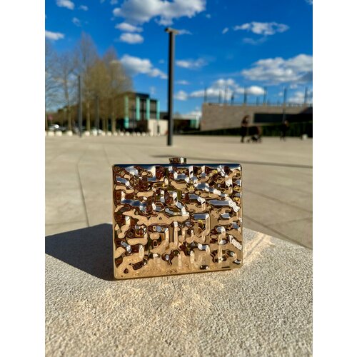 Сумка клатч Firebird, фактура рельефная, гладкая, лаковая, золотой