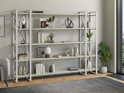 Изображение товара Стеллаж Айсберг Лофт 240х182-4 v3 с полками белый/дуб крафт белый