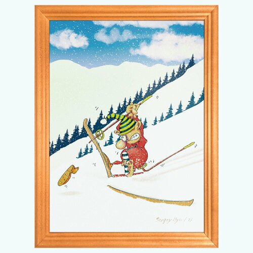 Картина для интерьера в рамке 18х24 см Лыжник 1100₽