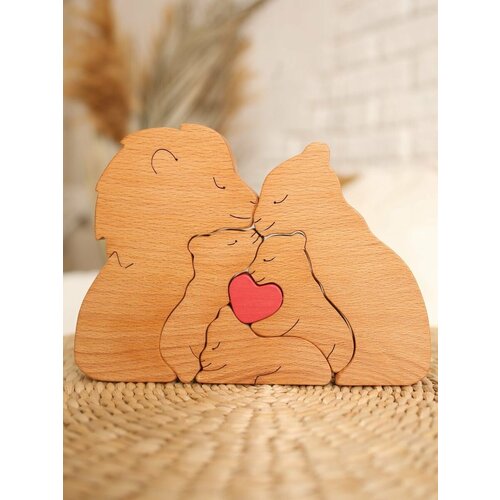 Деревянная статуэтка для интерьера дома Семья Львов