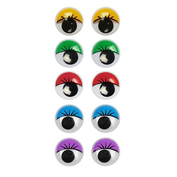 Глаза круглые Magic 4 Toys с ресничками, 10 мм цвет микс, 50 шт (TBY. ГЛ. КР. РЕС. М.10)