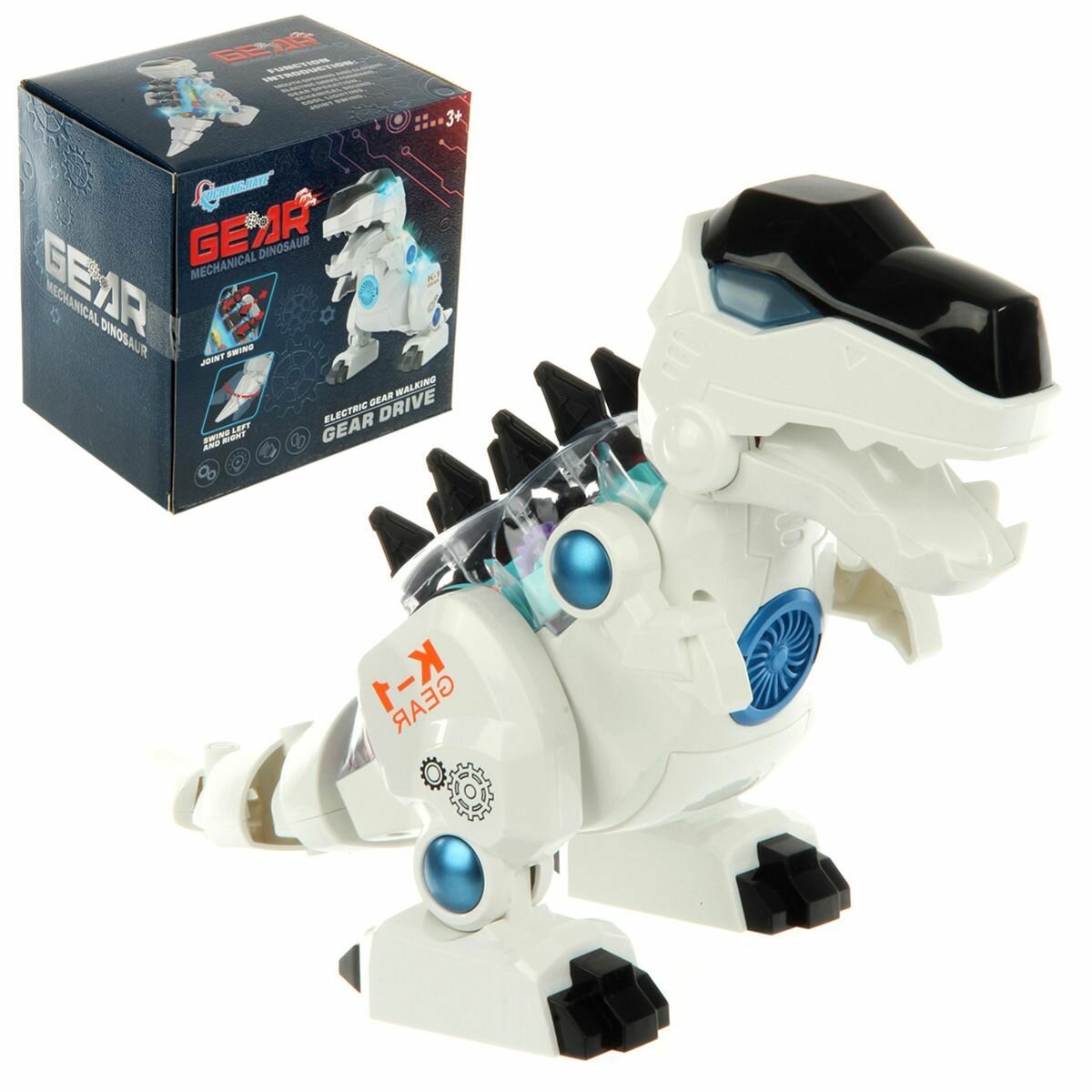 Динозавр на батарейках со светом и звуком, Veld Co / Робот на батарейках / Интерактивная игрушка