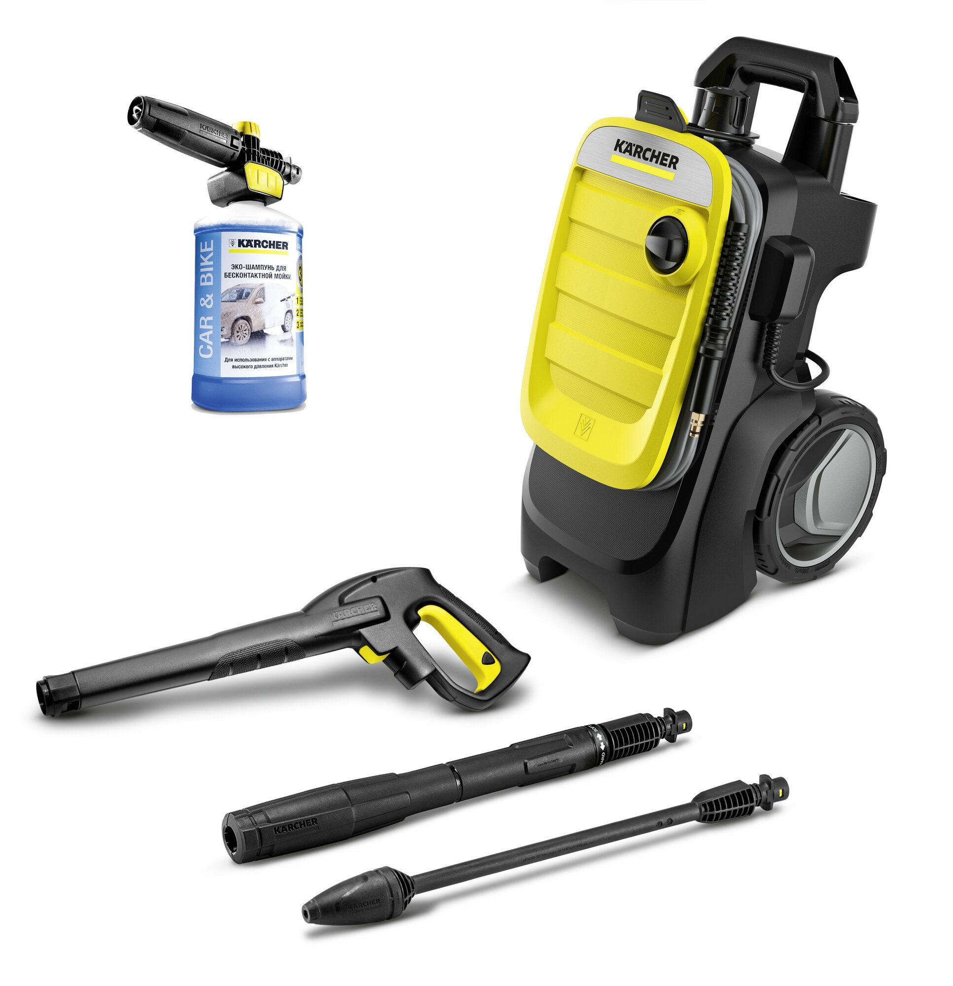 Мойка высокого давления Karcher К 7 Сompact Set 8.440-669.0 с пенной насадкой и специальным чистящим средством производительность 600 л/ч мотор с водяным охлаждением