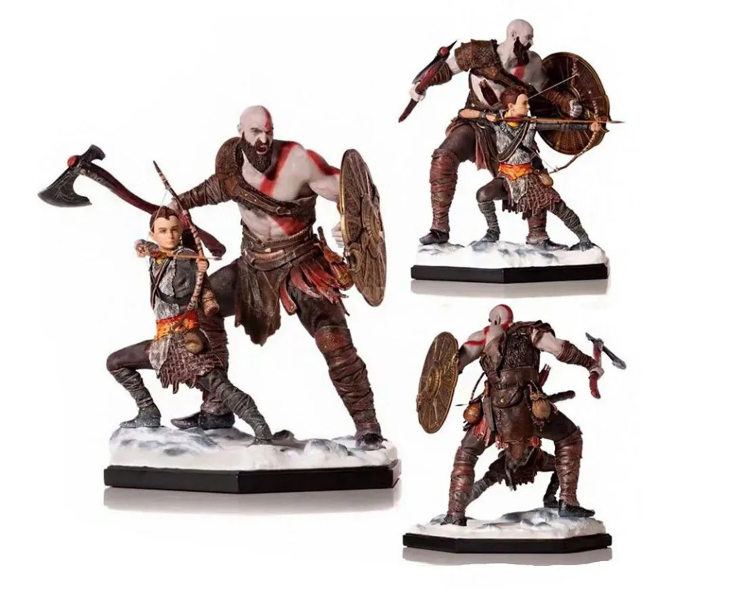 Коллекционная фигурка God of War Кратос Kratos и Атрей Atreus Бог войны / 20 см