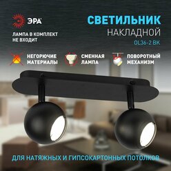 Светильник настенно-потолочный ЭРА OL36-2 BK под лампы 2хGU10 12Вт черный поворотный спот
