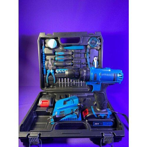 Шуруповерт аккумуляторный бесщеточный 26v дрель-шуруповерт с большим набором инструментов 2 АКБ в кейсе 5300₽