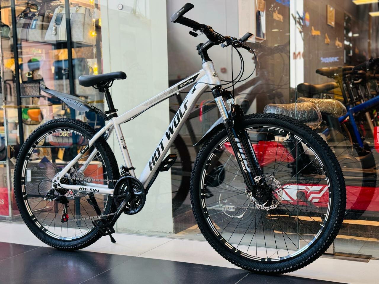 фото Горный велосипед взрослый HOT WOLF 594 27.5 дюймов / взрослый, мужской и женский для прогулки / скоростной, спортивный велик для взрослых серый черный