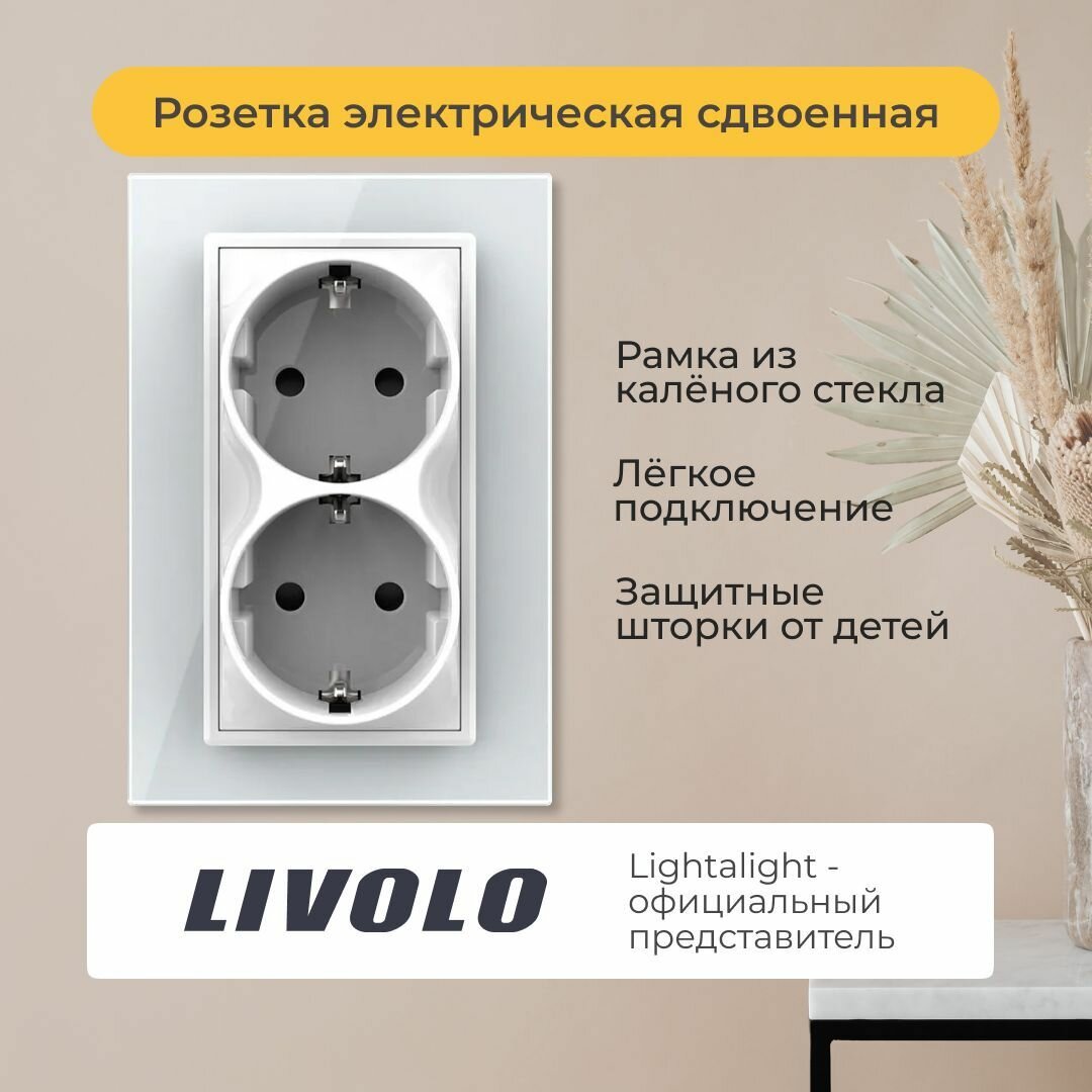 Розетка Livolo электрическая сдвоенная