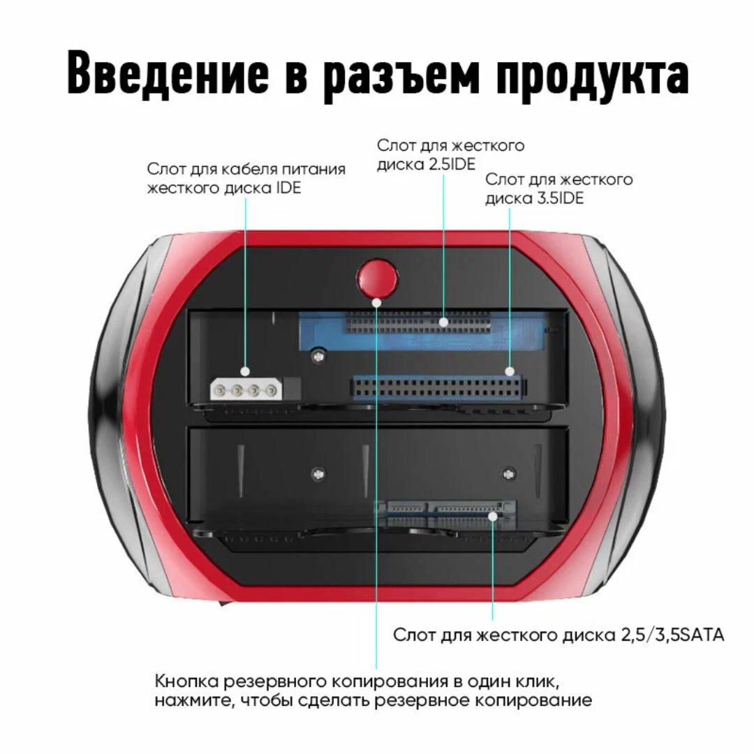 Док станция для SSD/HDD 2,5 3,5 дюйма IDE SATA жесткий диск внешний жесткий диск устройство, внешний бокс для ssd m2 nvme — фото 1