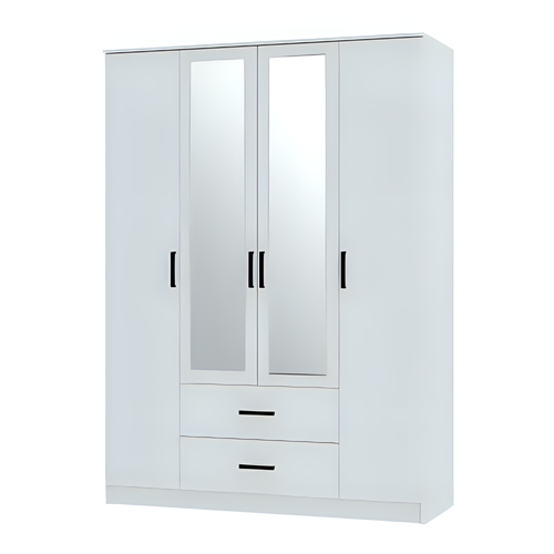 Шкаф 4-х створчатый Фьюжн ШК-14, материал ЛДСП, цвет белый, 160x221,6x61,4 см.