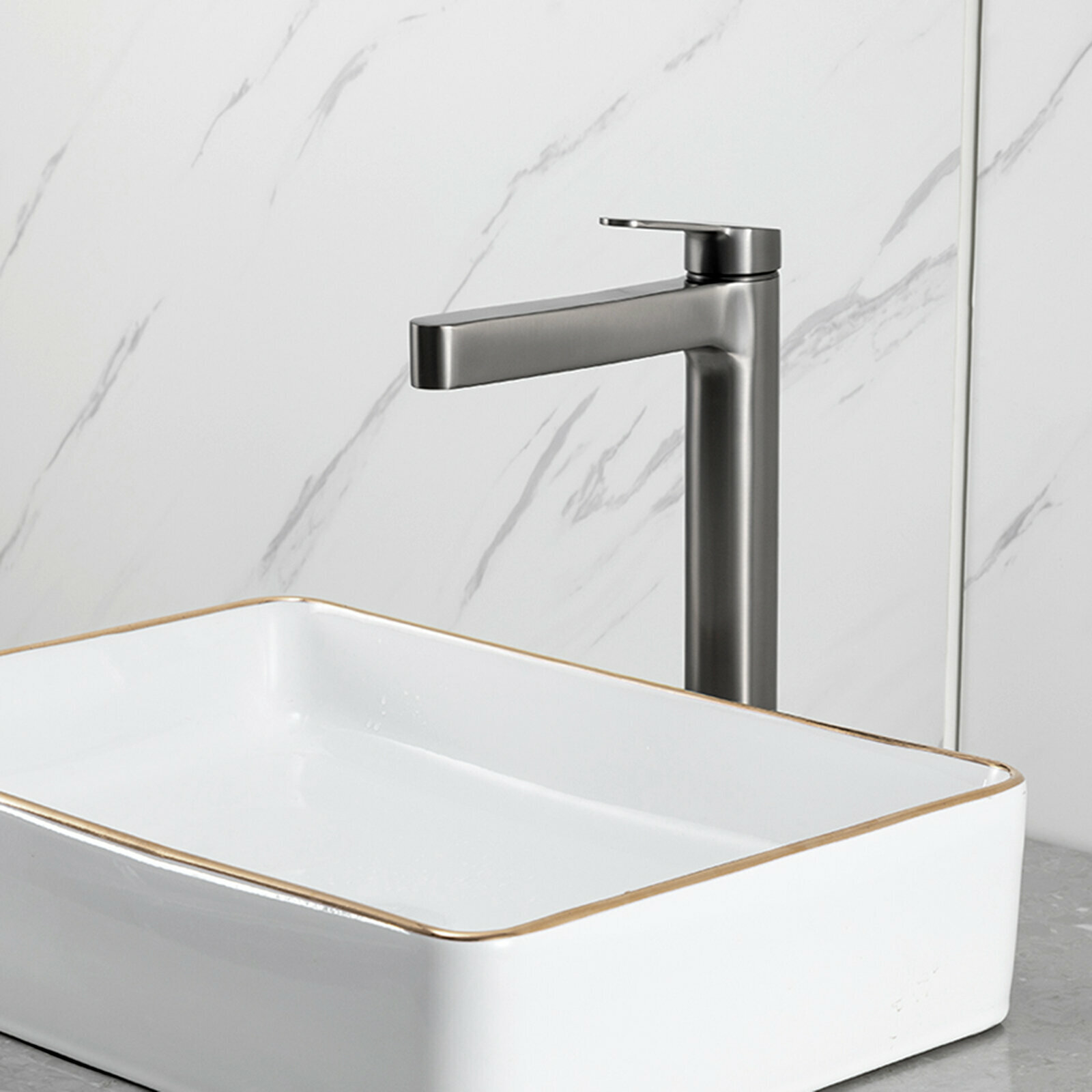 Смеситель для раковины высокий Gappo G1099-89 оружейная сталь — фото 1