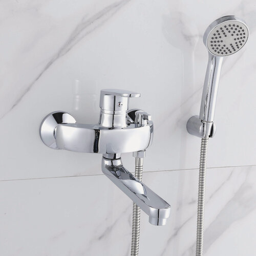 Изображение товара Смеситель для ванны и душа из латуни с лейкой и шлангом Hansen H30006 хром