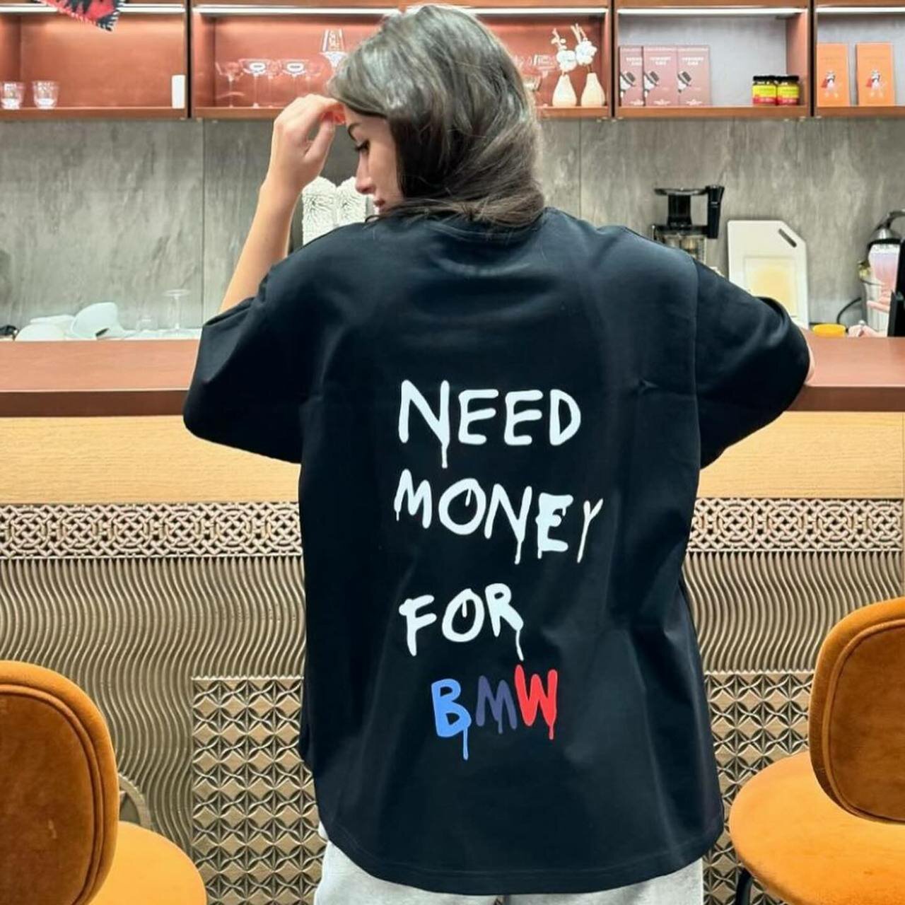 Футболка Need Money For Bmw, размер 42-46, черный
