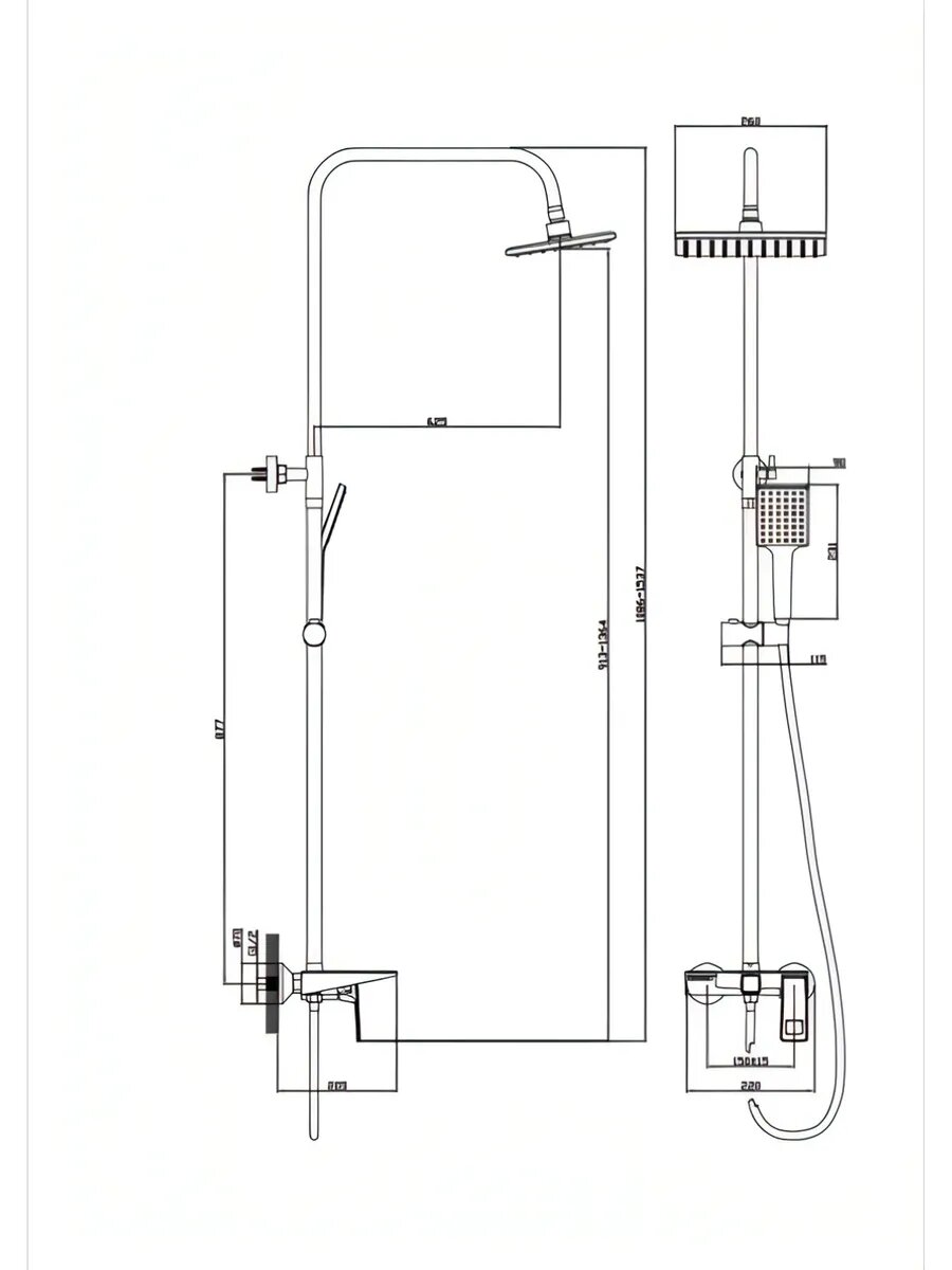 Душевая система Diadonna, латунь, настенное крепление, матовое покрытие — фото 1