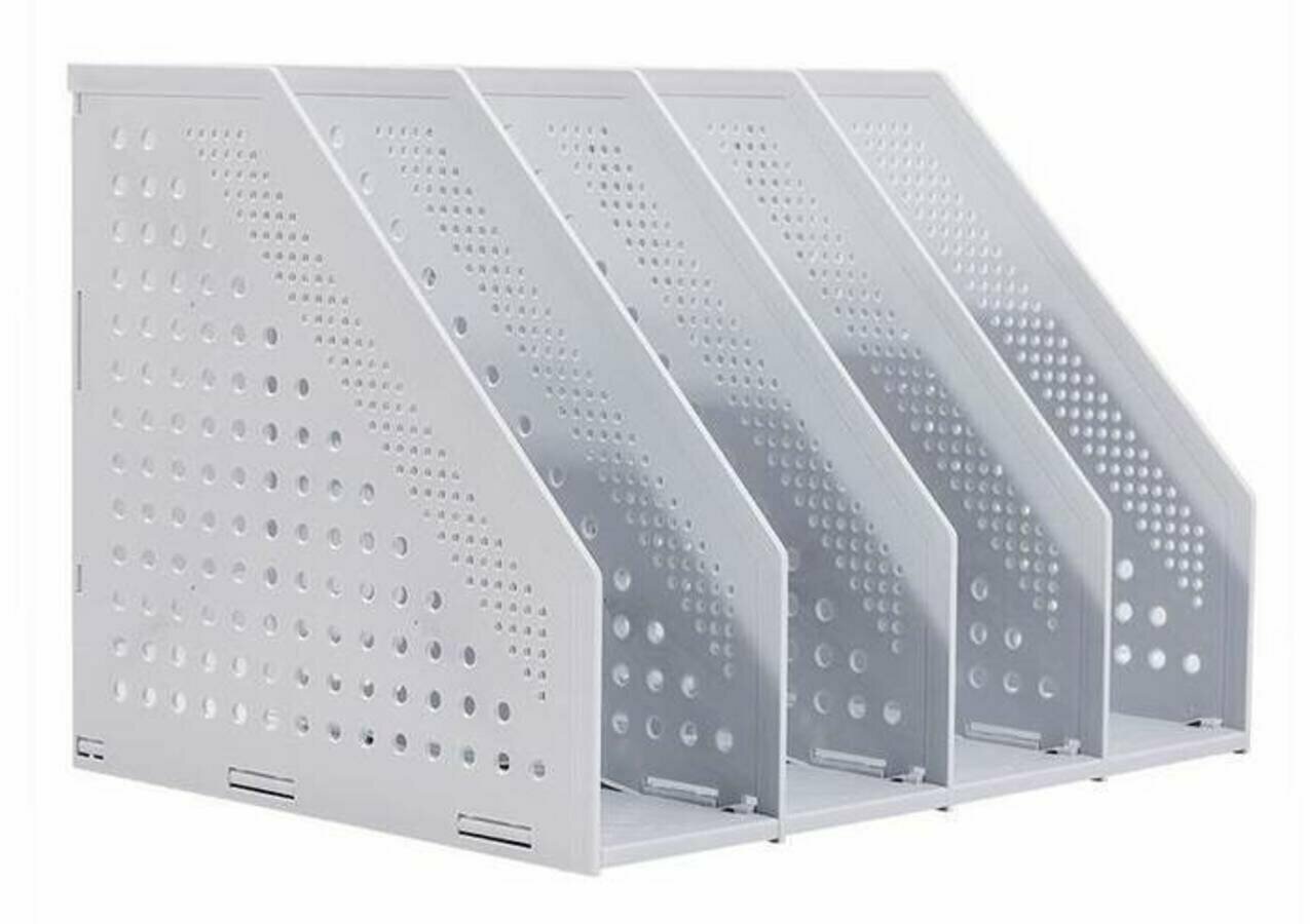 Лоток вертикальный пластик А4 243мм 4отд. серый складной DELI 78996LT-GREY