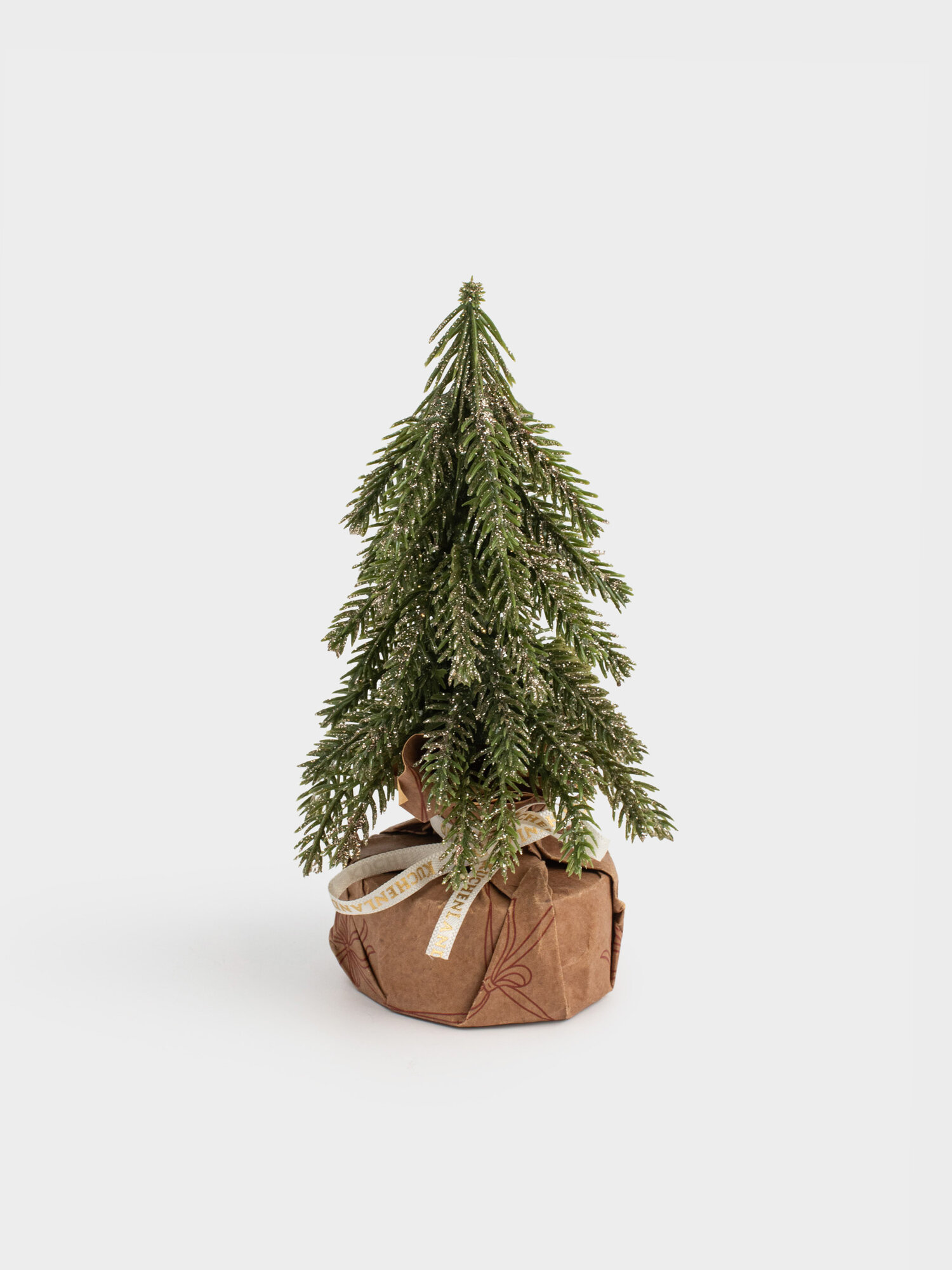 Ель искусственная 15 см в крафте полиэтилен/дерево Ель с блестками Conifer champagne