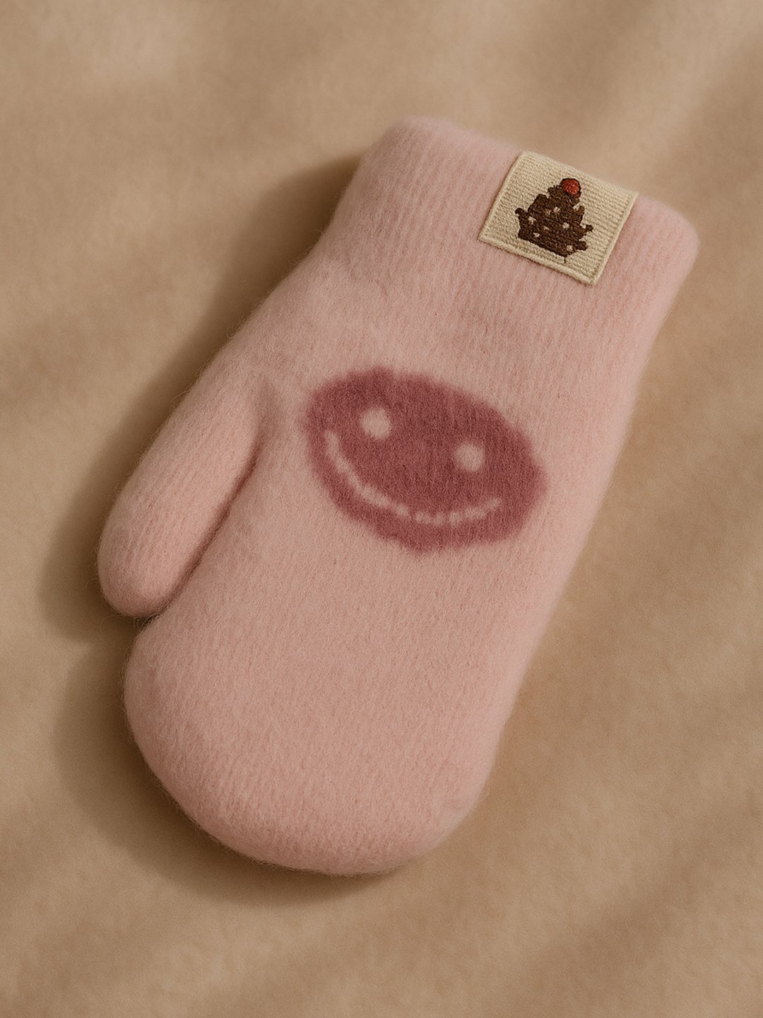 Варежки  smayl для девочек, размер 2, пудровый