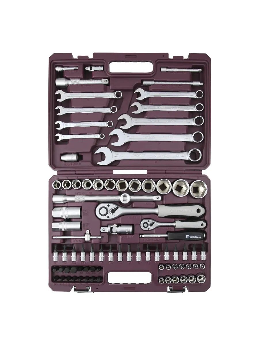 Набор головок 1/4" и 1/2", ключей и отверток 82 предмета THO