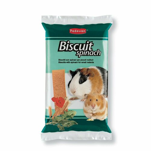 Лакомство для грызунов Padovan Biscuit spinach, 30 г лакомство бисквит padovan biscuit classic для декоративных птиц сладкие яичные 30 г