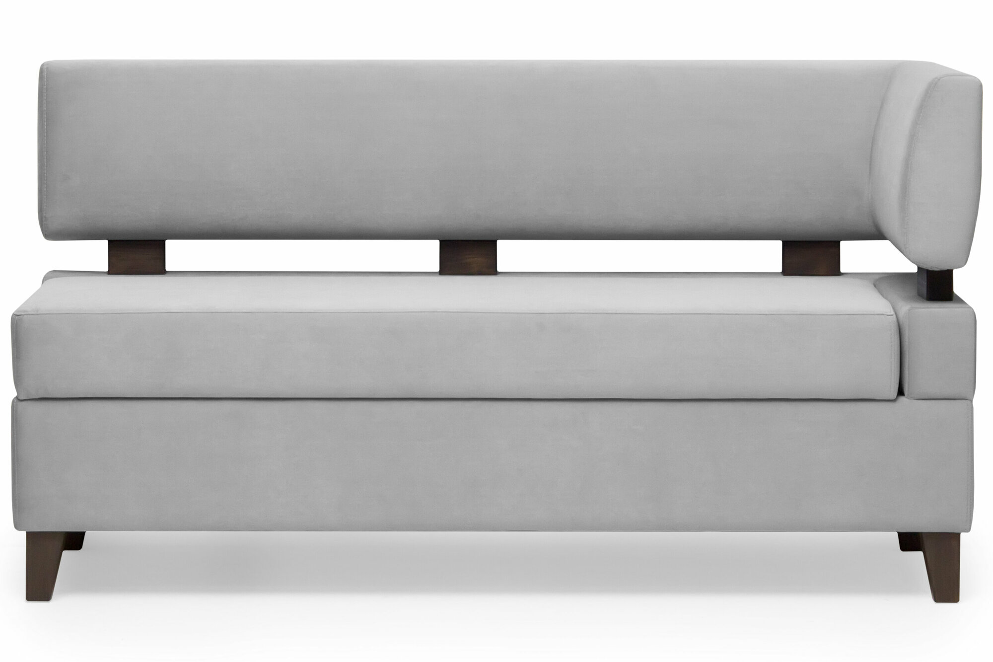 Прямой диван для кухни Свен 115 см с боковой спинкой и ящиком - серый, правый