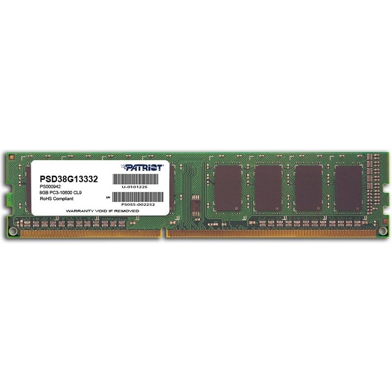 Память Patriot 8Gb DDR3 8Gb 1333MHz DIMM PSD38G13332 RTL PC3-10600 CL9 240-pin 1.5В