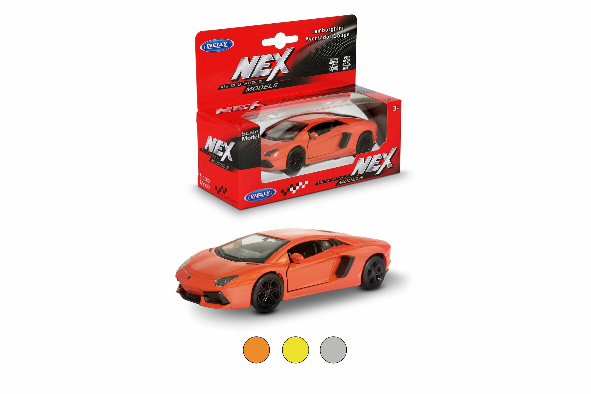 Машинка WELLY LAMBORGHINI AVENTADOR COUPE / модель машины 1:38 с пружинным механизмом / цвет в ассортименте