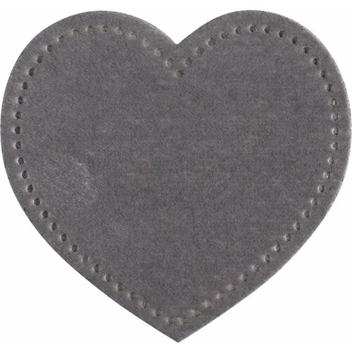 Термонаклейка HKM Textil - Сердце, серая, 6.5 х 6 см, 1 шт
