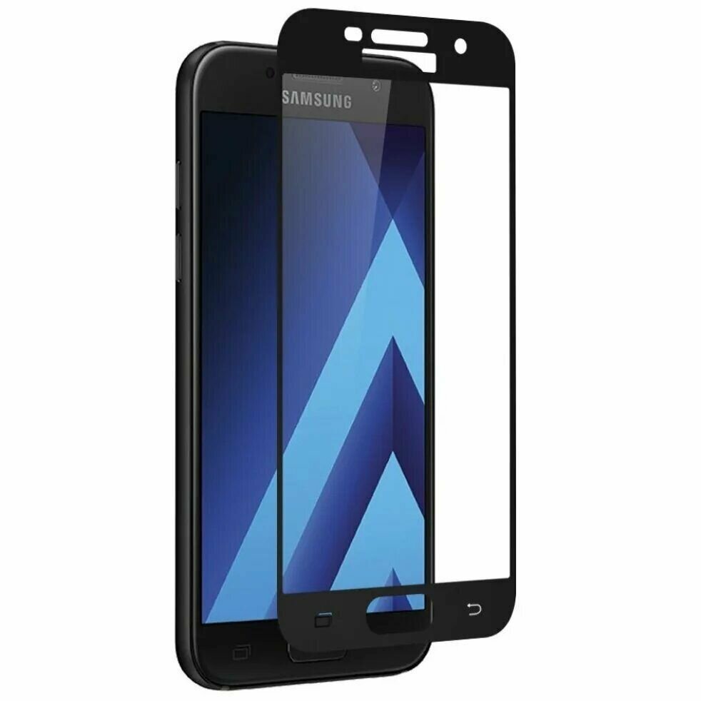 Samsung Galaxy A7 2017 a720 Защитное стекло 3D, бронестекло полное покрытие, черное самсунг галакси а7 а720
