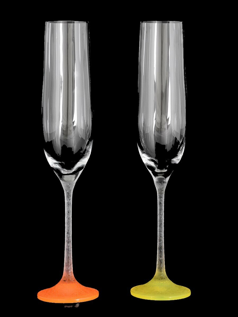 Бокалы для шампанского 190 МЛ 2 ШТ виола/морозный неон/ассорти кристаллекс