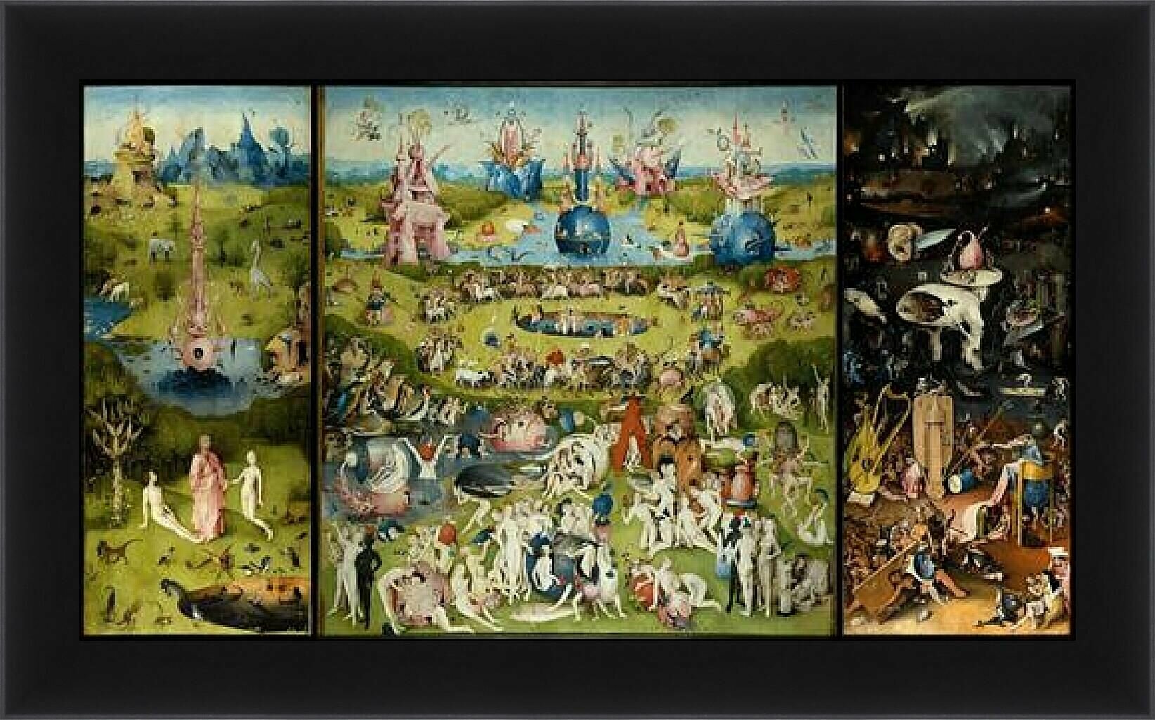 Плакат, постер на бумаге The Garden of Earthly Delights. Иероним Босх. Размер 21 на 30 см