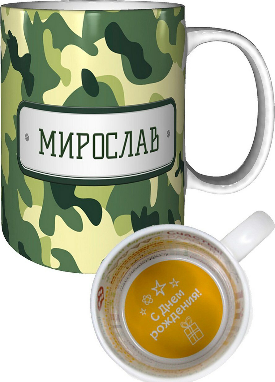 Кружка Мирослав - с днём рождения пожелания.